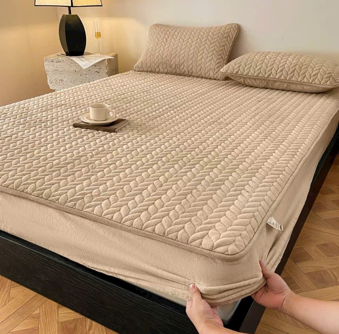 Ga gối nỉ nhung chun chần nguyệt quế