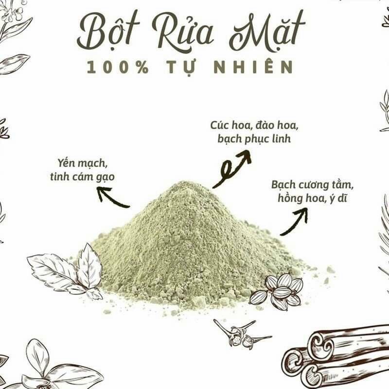 Sỉ 1kg Bột Rửa Mặt Thảo Dược Dưỡng Trắng da Handmade kiềm dầu, giảm nhờn, se khít lỗ chân lông