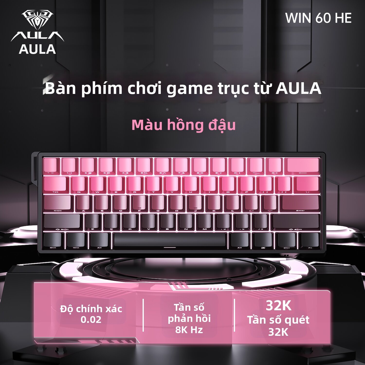 AULA | Bàn Phím Cơ Gaming Có Dây Wolf Spider WiN60/68HE Công Tắc Từ Tính Phím Khắc Bên Đèn RGB Tùy C