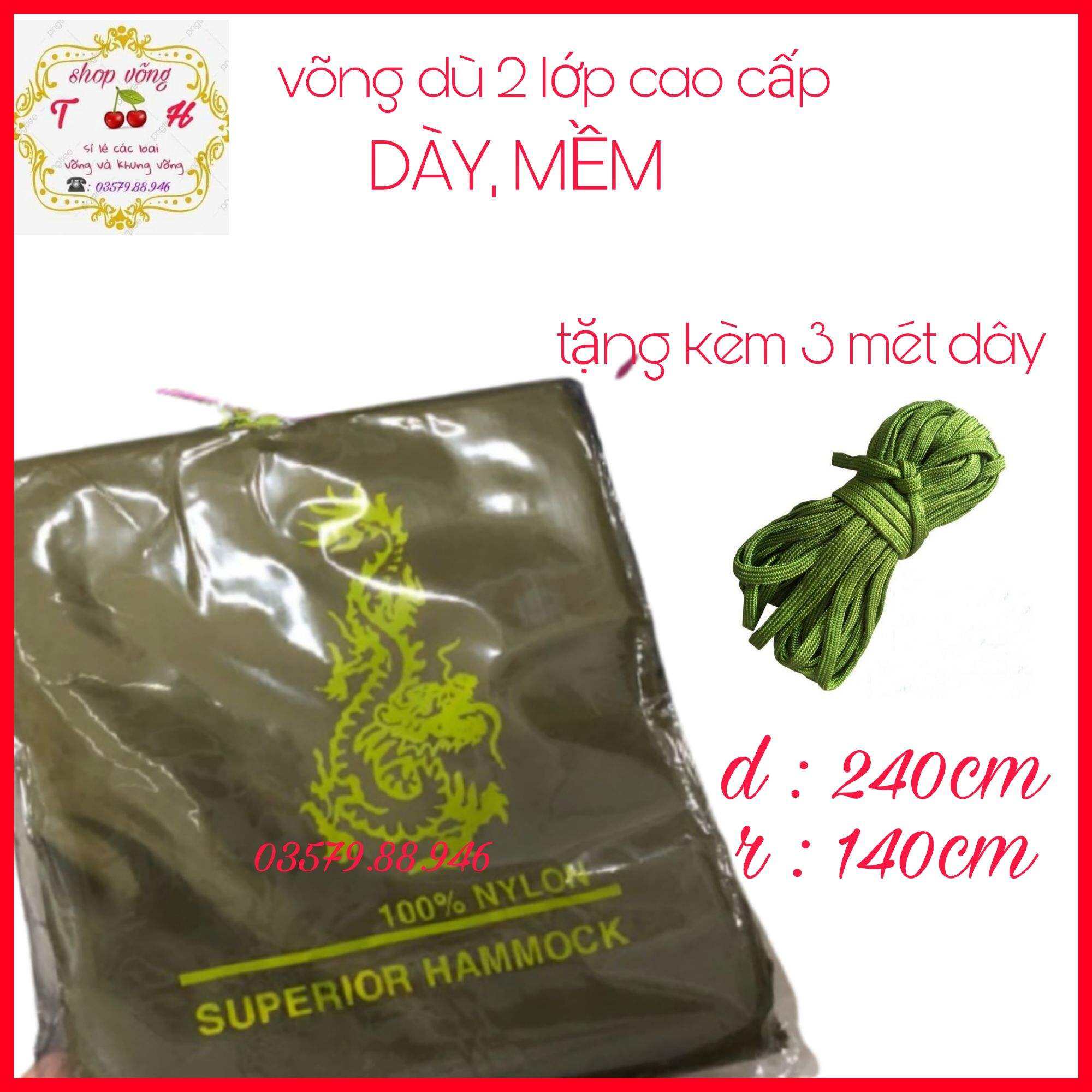 Võng Dù Mềm 2 lớp Loại 1. Võng Du Lịch kèm 3m dây dù