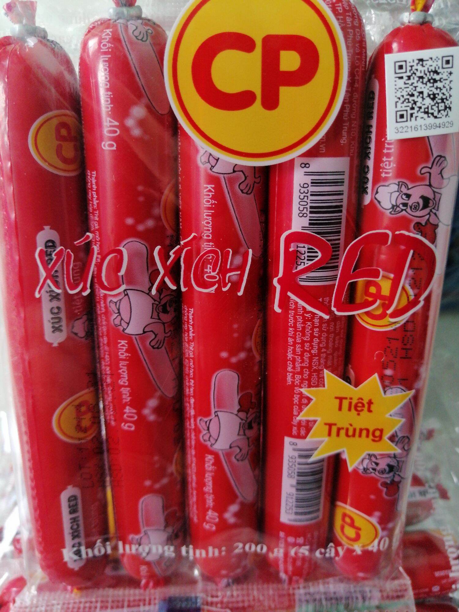 10 Gói Xúc Xích tiệt trùng ăn liền Red CP 40g ( túi 5 cây) 200g