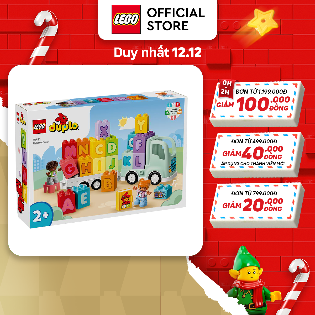 LEGO DUPLO 10421 Đồ chơi lắp ráp Đoàn tàu học chữ (36 chi tiết)