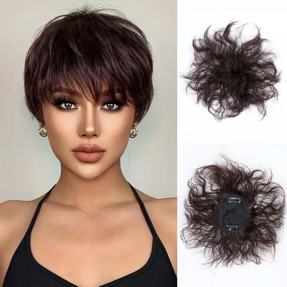 Tổng hợp Topper tóc với những tiếng nổ, clip trong phần mở rộng tóc hairpieces đối với phụ nữ, chịu nhiệt sợi