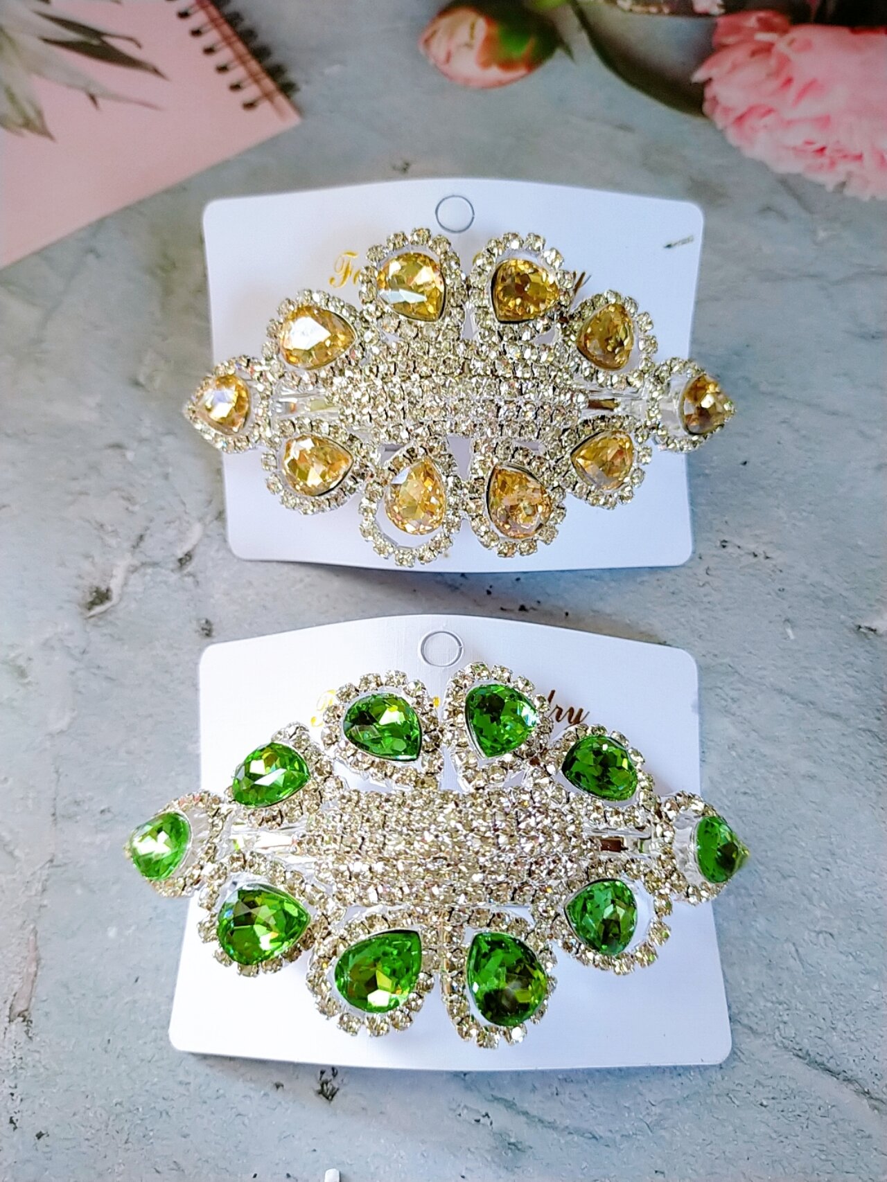 Kẹp đá trắng đính đá cao cấp sáng lấp lánh ( kẹp lớn 10cm)