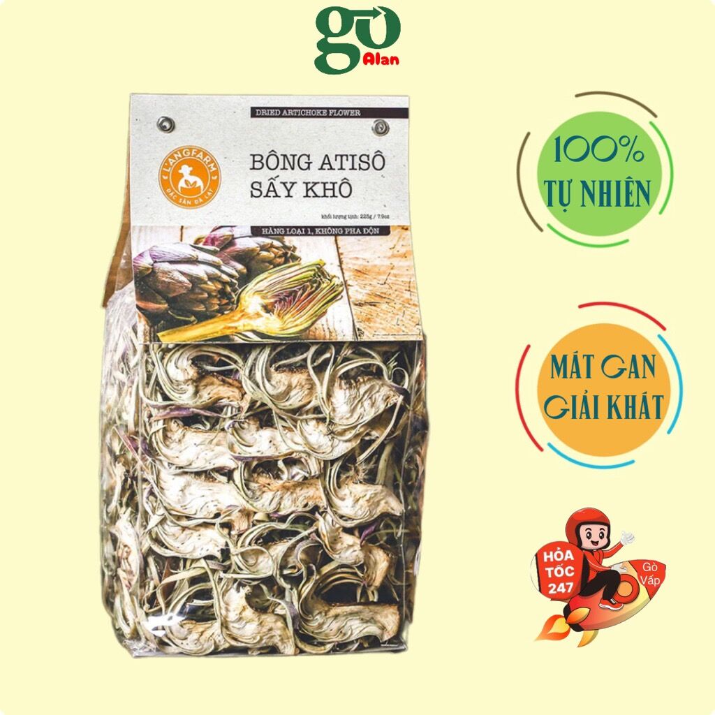 [HCM]Gói Bông atiso sấy khô loại 1, cao cấp giá rẻ 225gr, giúp tác dụng mát gan, lợi tiểu , ngủ ngon, đẹp da, giảm mụn và thanh lọc cơ thể. Bông atiso khô LANGFARM Đà Lạt
