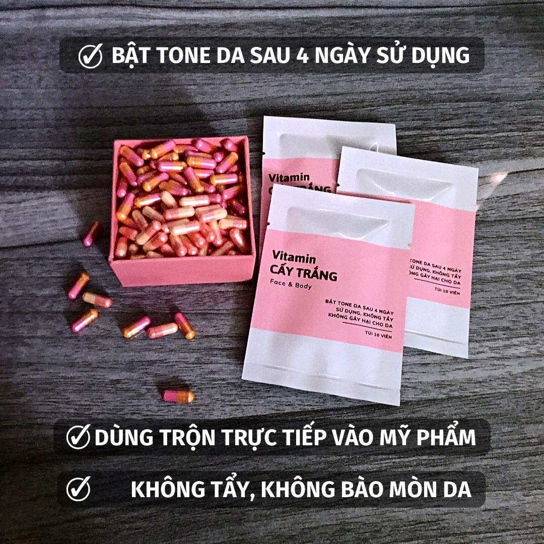 20 VIÊN VITAMIN CẤY TRẮNG KÍCH DA TRẮNG NHANH ( Dùng cho Face và Body )