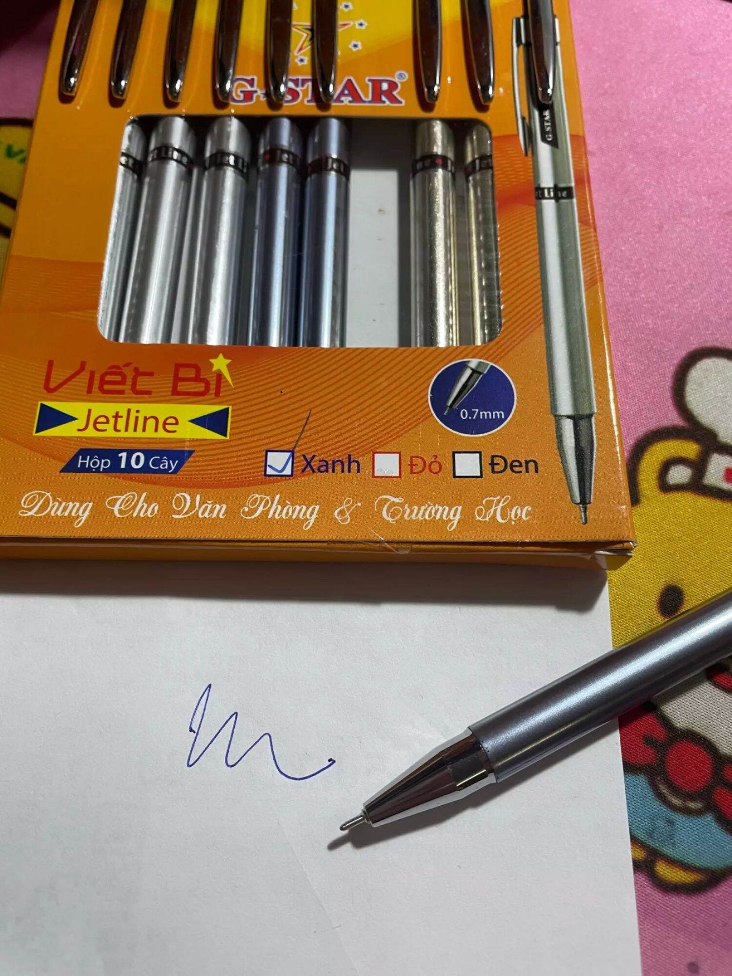 10 bút bi bấm jet line g-star mực xanh