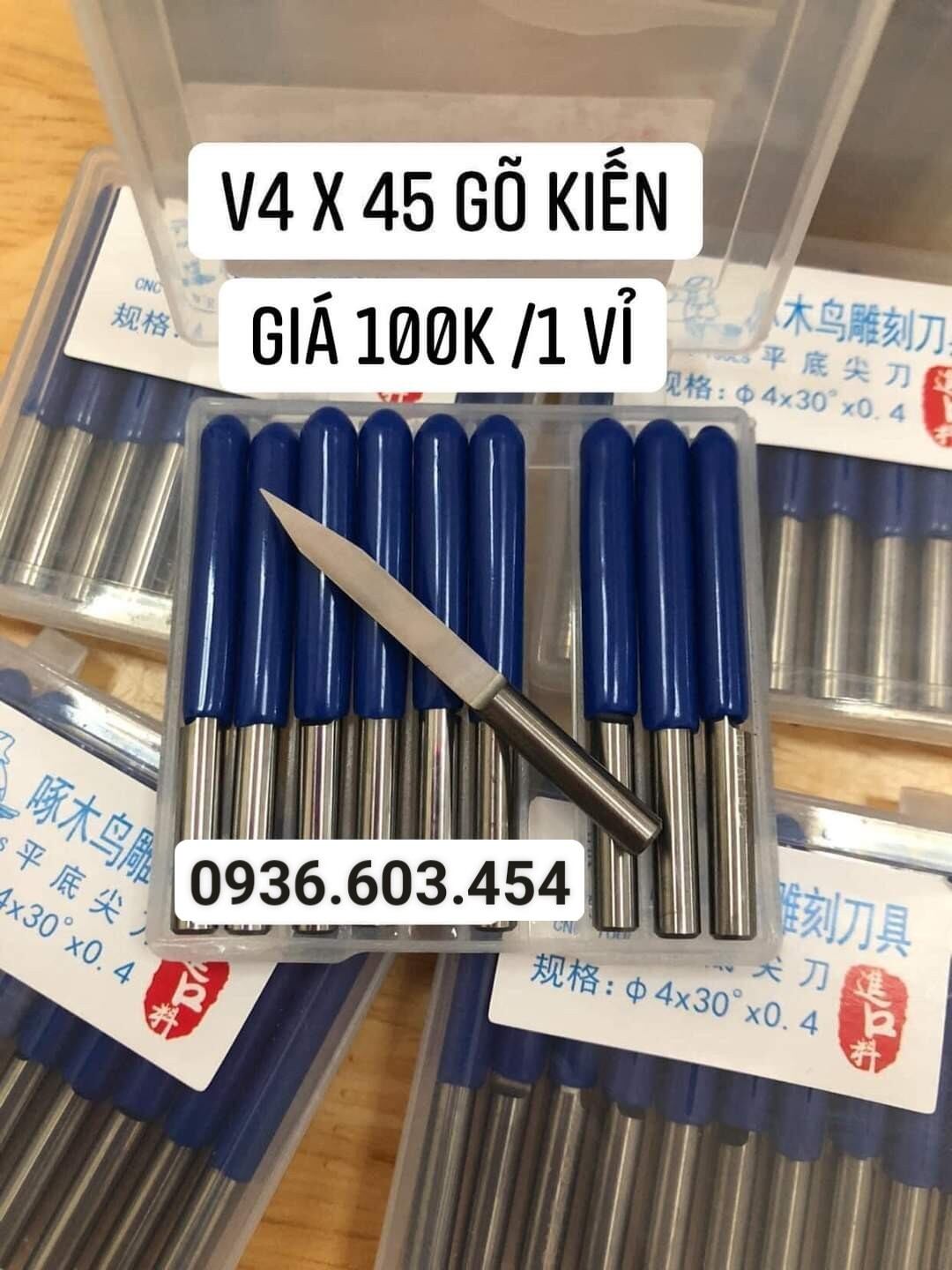Mũi đục CNC điêu khắc gỗ phí 4 dài 45 hiệu gõ kiến