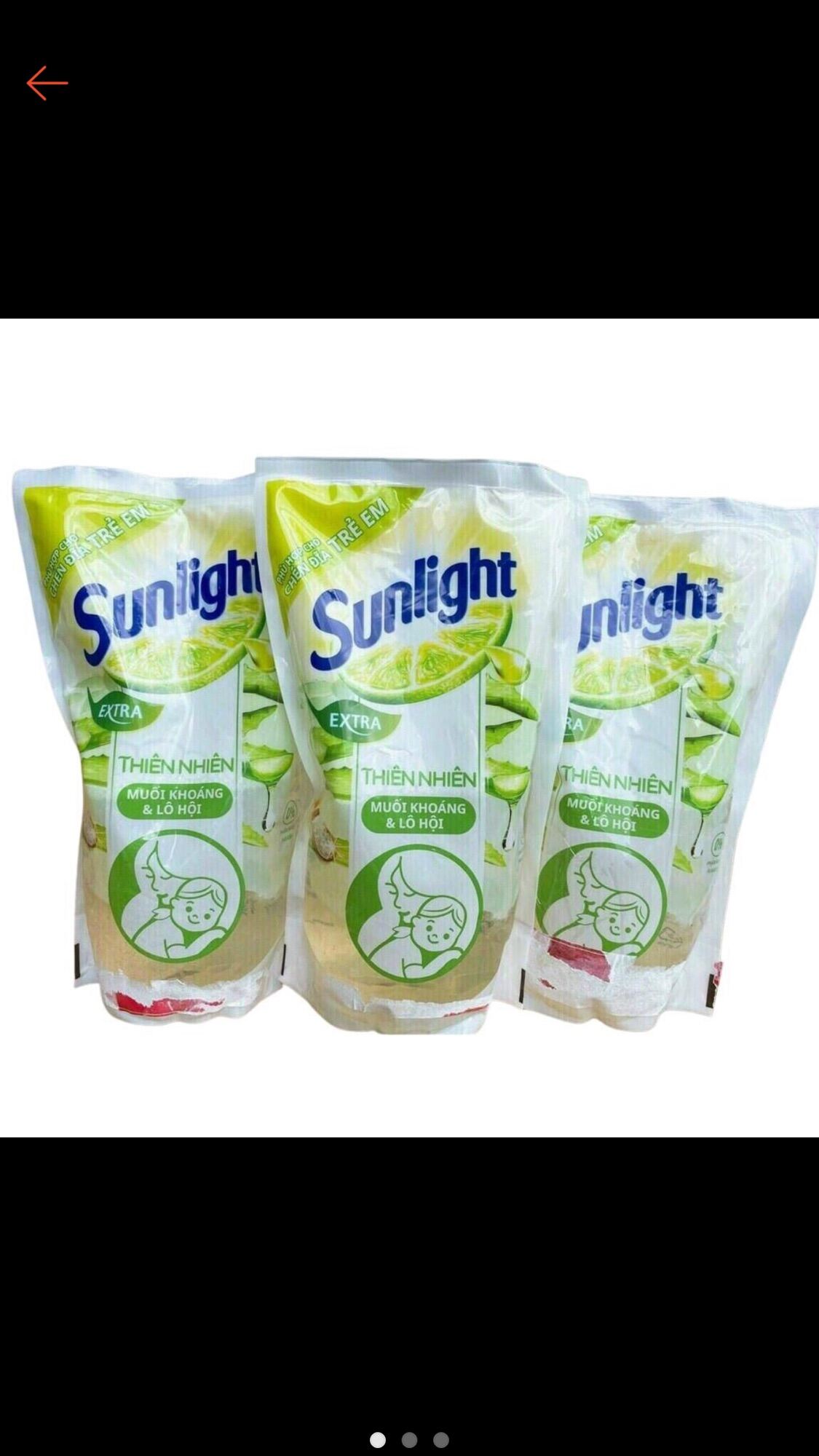 Combo 3 Bịch Nước rửa chén Sunlight Thiên Nhiên Muối Khoáng 530 ml  & Lô Hội túi