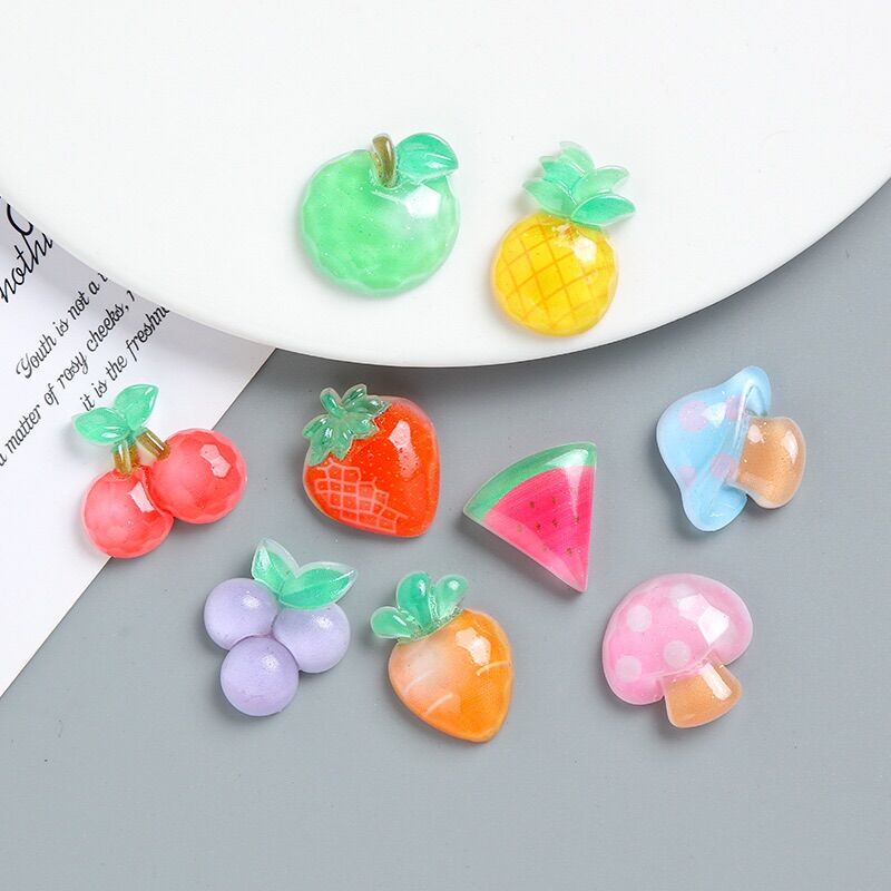Set 10 charm hoa quả 10 mẫu lập thể siêu đẹp