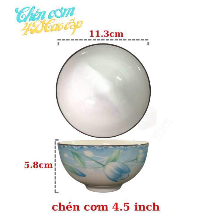 Combo 10 chén cơm gốm sứ cao cấp chuẩn loại 1, bát cơm gốm sứ nhiều hoa