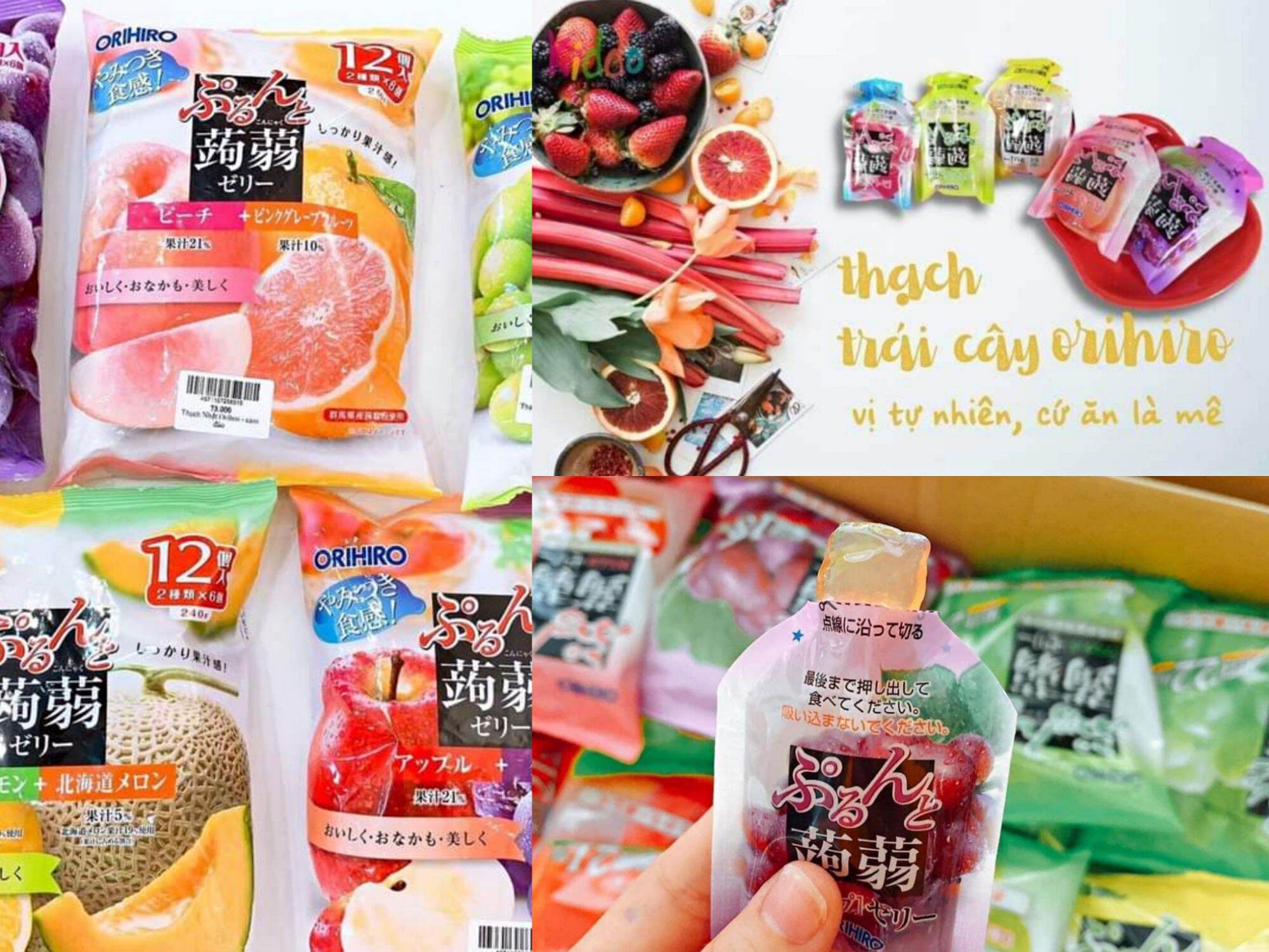Gói mix 2 vị Thạch trái cây Orihiro Nhật Bản gói 12 túi 2 vị - HSD 2024