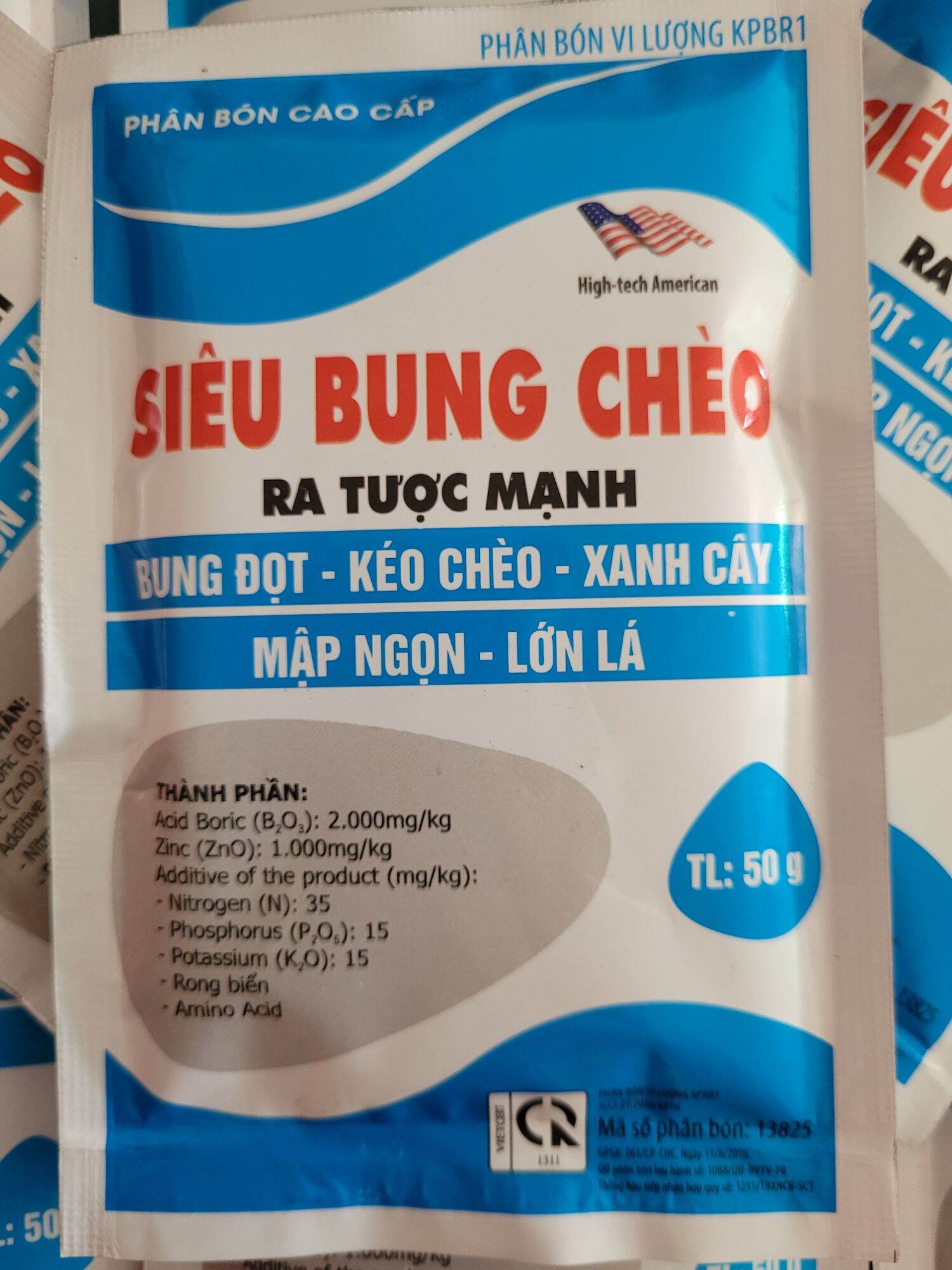 Phân bón vi lượng siêu bung chèo ra tược mạnh, bung đọt, kéo chèo, xanh cây, mập ngọn, lớn lá gói 50gr