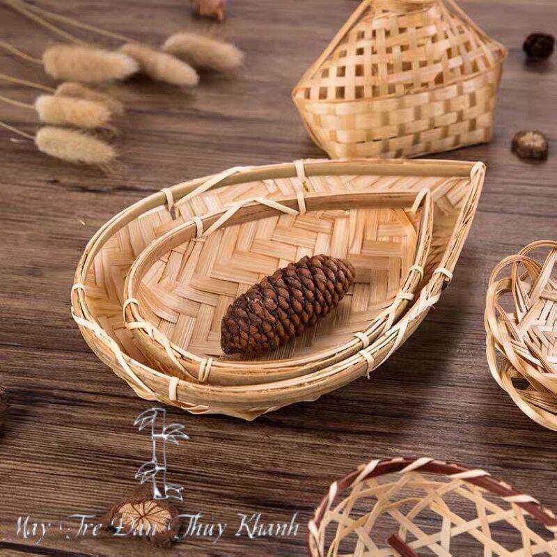 Set 5 chiếc mẹt tre hình lá mẹt tre giọt nước
