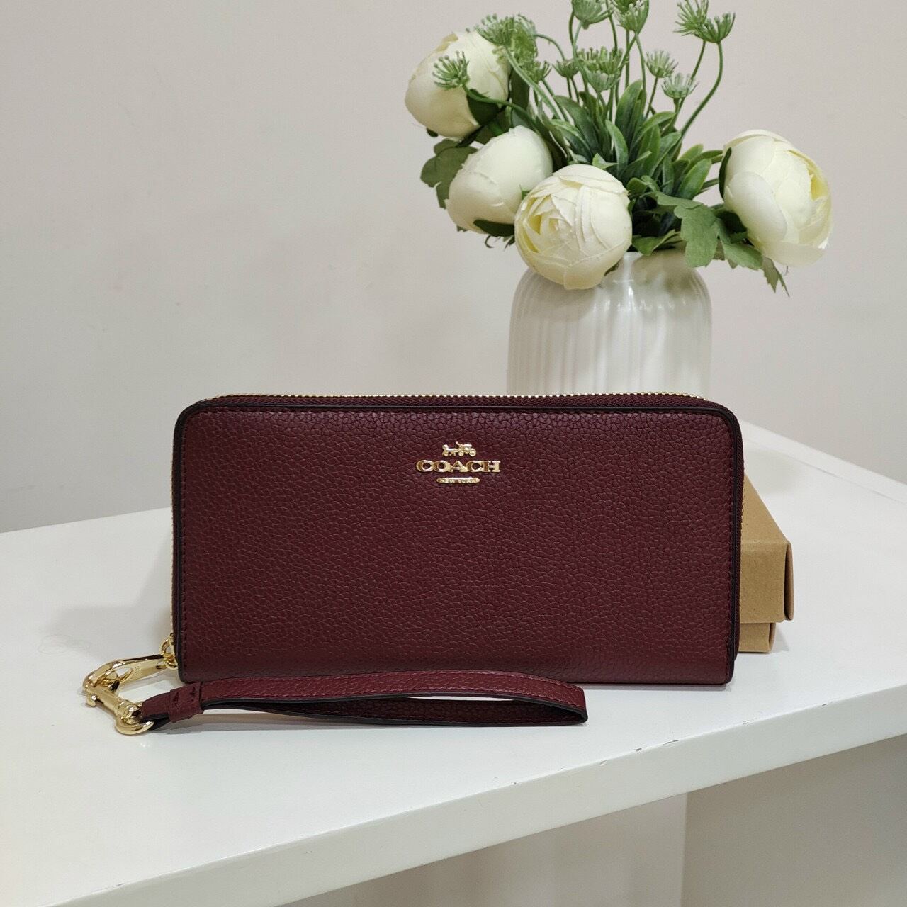 Ví c0ach - long zip around wallet da thật cực sang