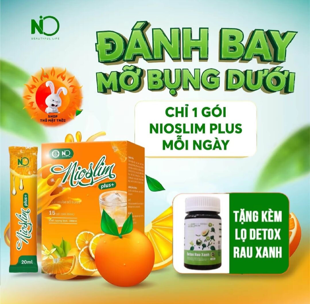SIRO GIẢM CÂN VỊ CAM NIO SLIM PLUS+ ( 15 gói) tặng hộp detox rau xanh