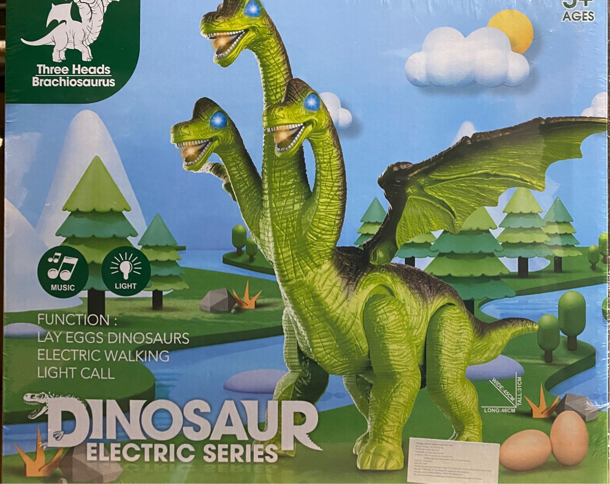Khủng Long 3 đầu, đẻ trứng -Pin, - HUNTERSON TOYS