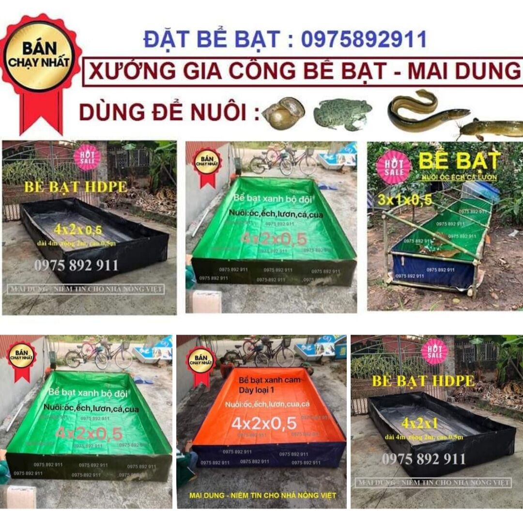 Bể bạt nuôi lươn , ốc , ếch ,cá 4x2x0,5