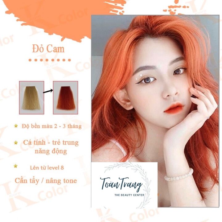 Thuốc nhuộm tóc màu Đỏ Cam | ( tặng kèm oxy và gang tay)