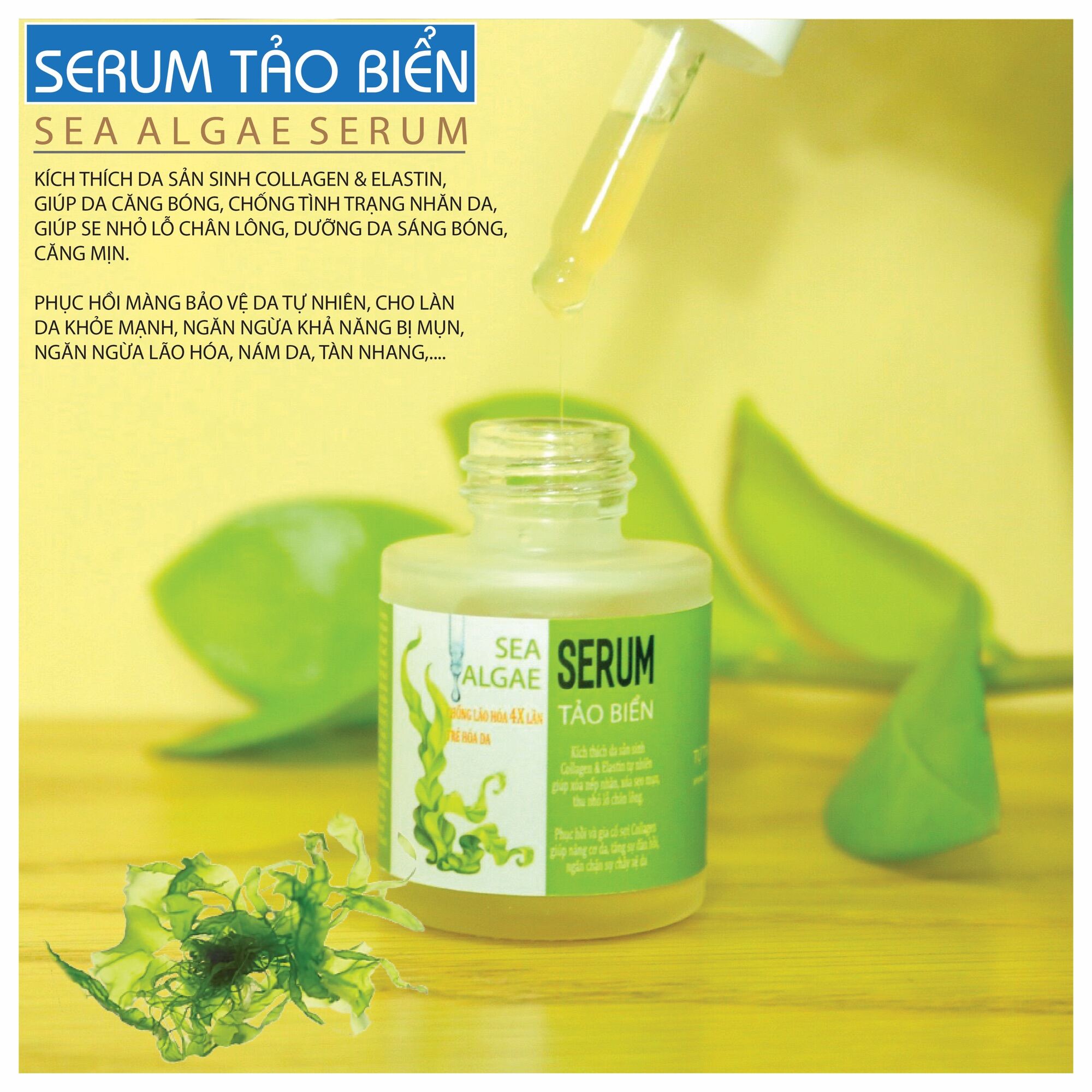 [Hcm]Serum Tảo Biển - Giúp Da Căng Se Nhỏ Lỗ Chân Lông Và Chống Lão Hoá Da