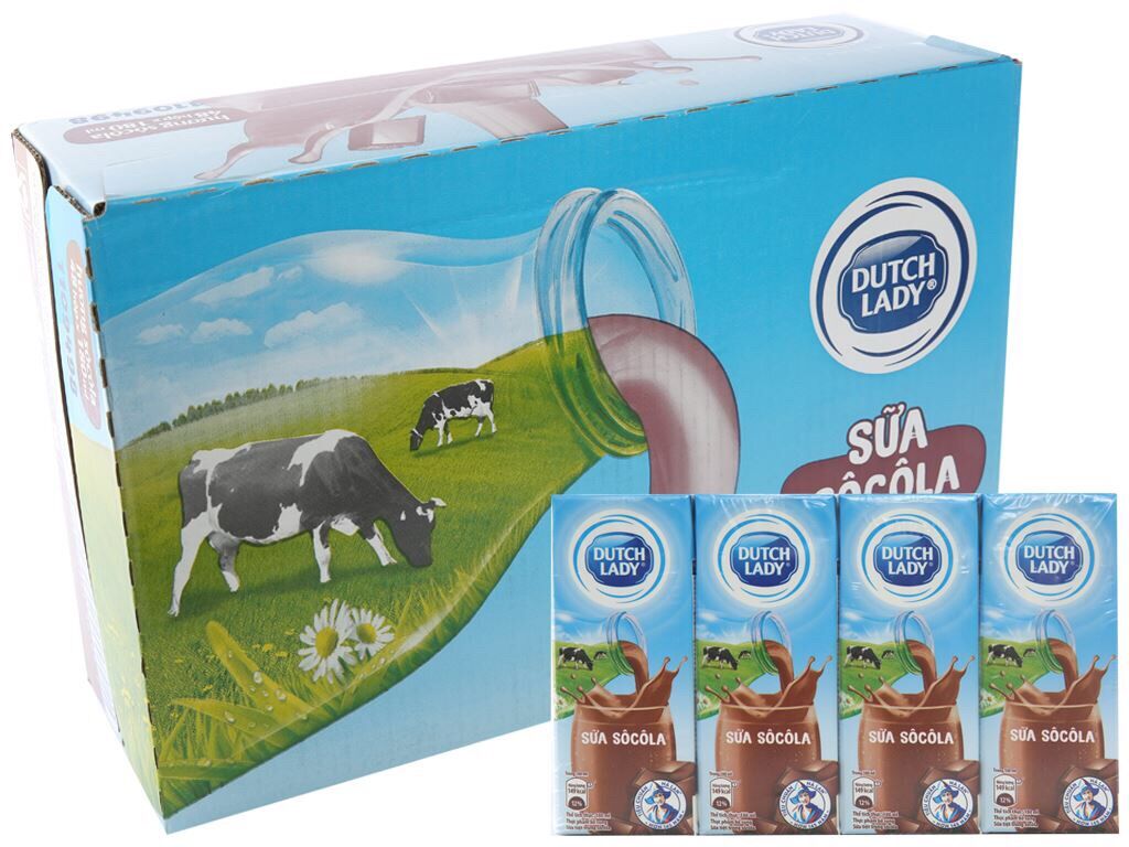Lốc 4 hộp sữa cô gái hà lan ĐỦ VỊ 180ml