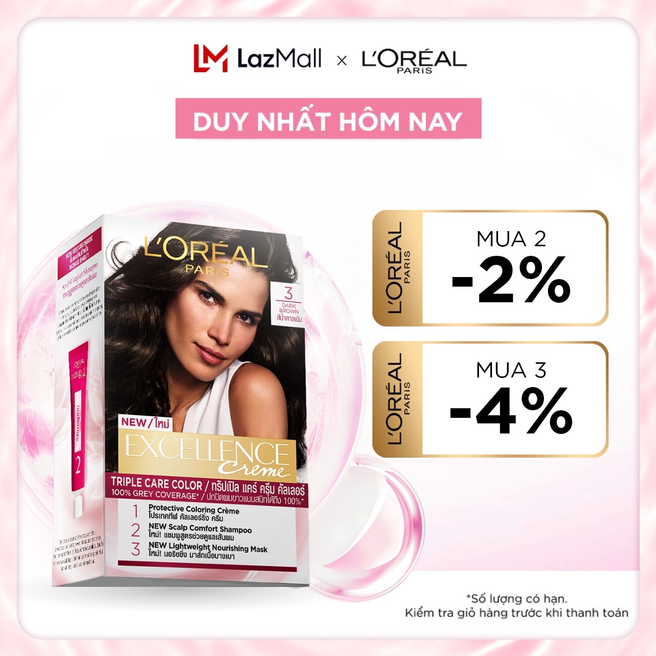 Màu nhuộm dưỡng tóc phủ bạc L'Oreal Paris Excellence Crème 172ml