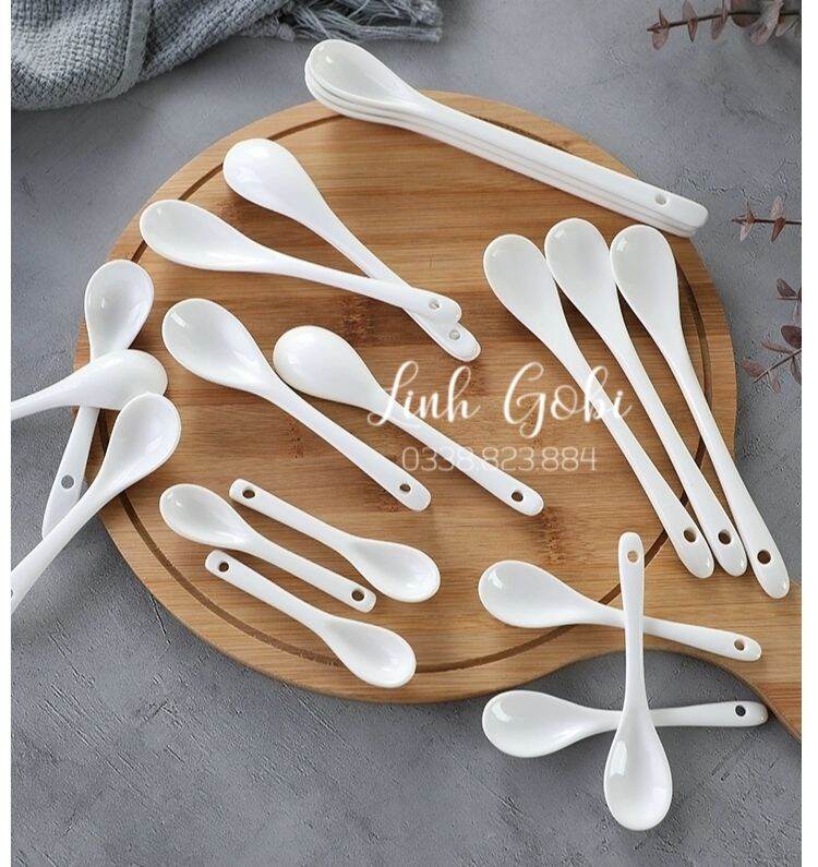 Thìa sứ , thìa cafe men trắng