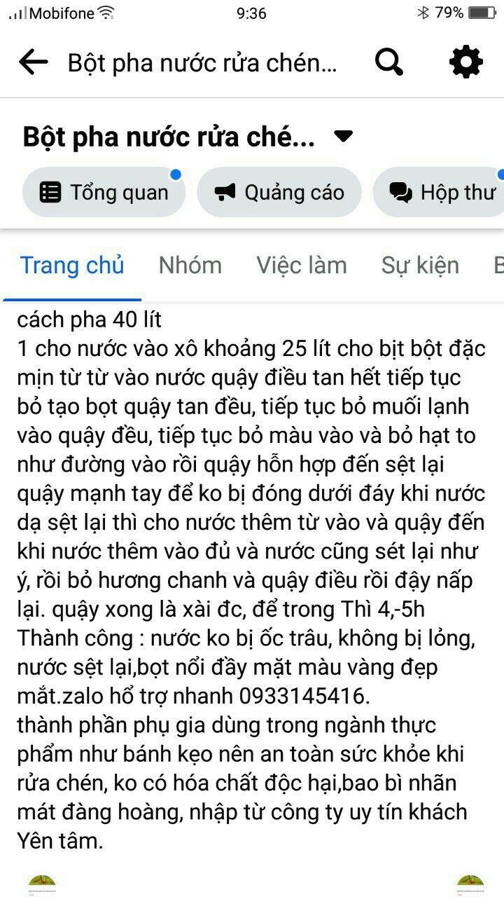 tự pha nước rửa chén tại nhà 45 lít
