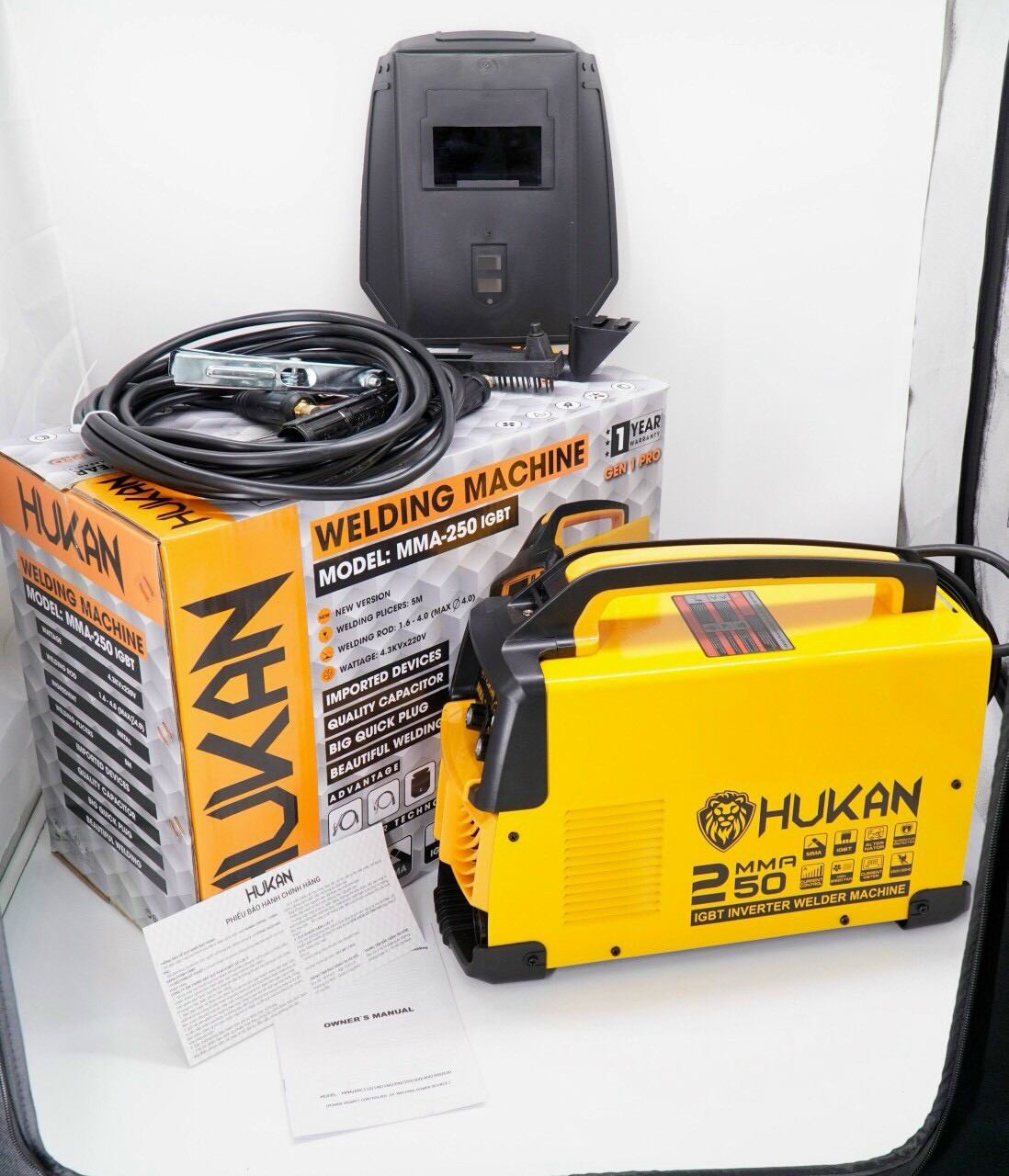 Máy hàn điện tử chính hãng hukan mma-250 igbt , chuyên cho thợ công trình