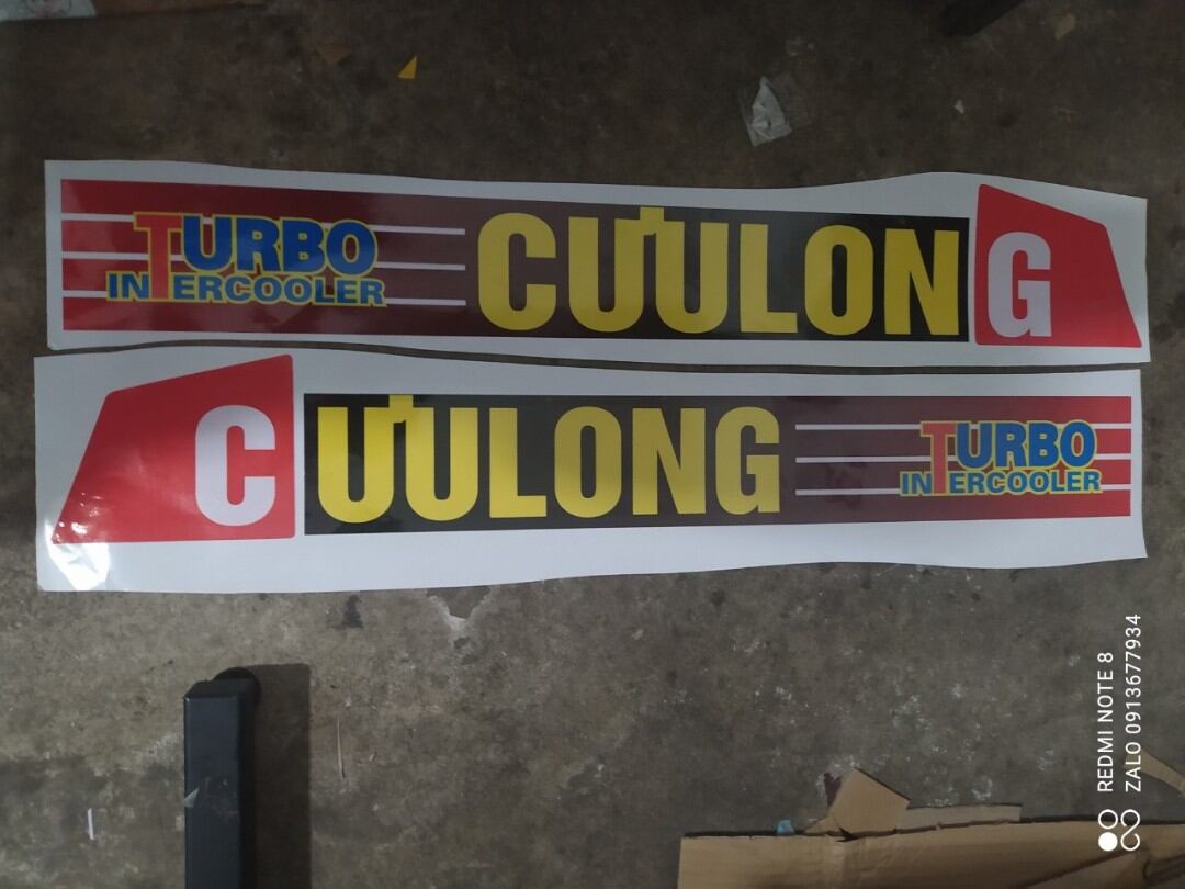 Tem decal chữ cửu long dán cánh cửa xe tải củu long