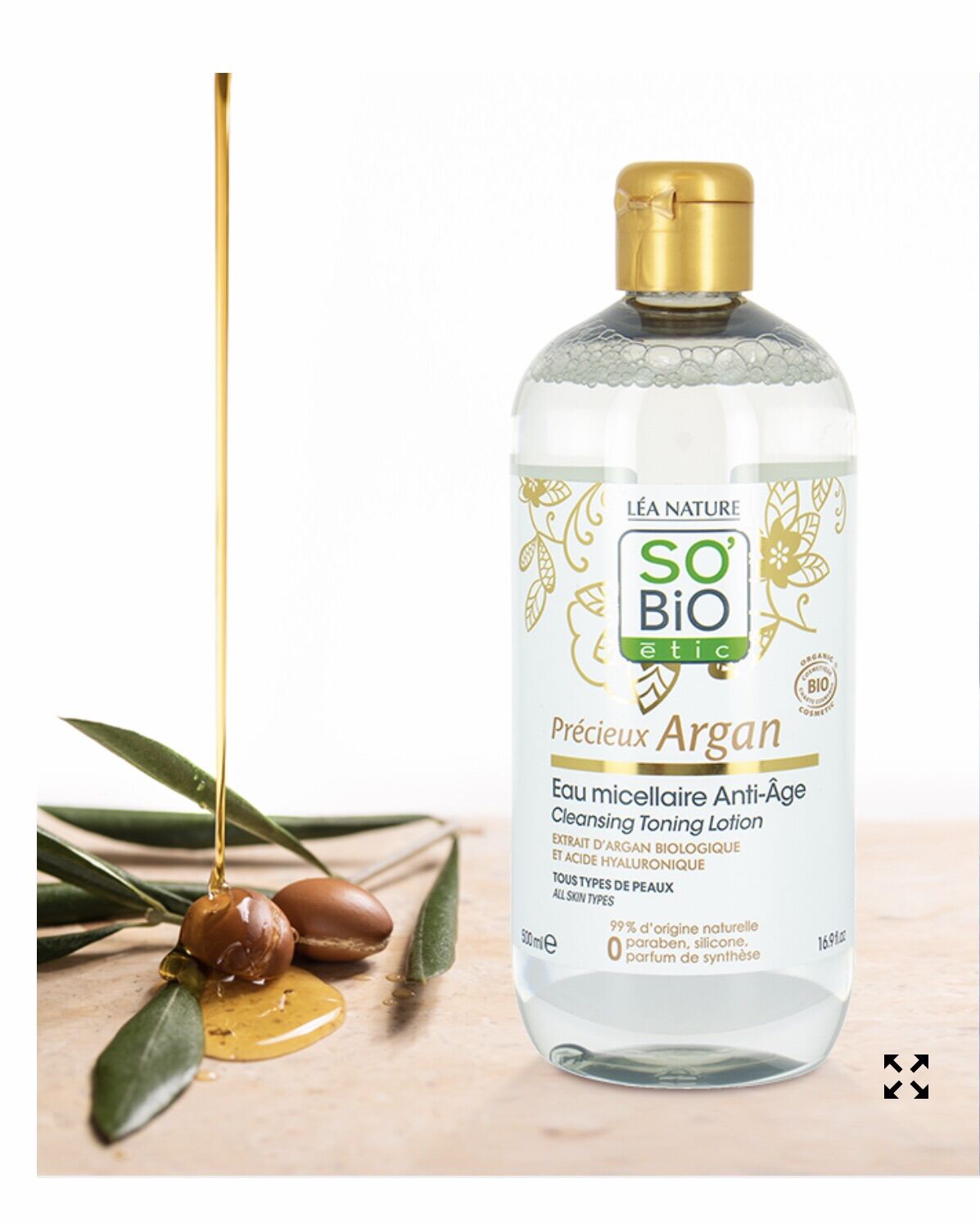 [Hcm]Nước Tẩy Trang Dầu Argan Hữu Cơ So’bio Étic Argan Anti - Age Micellar Water .500Ml. Xuất Xứ :Pháp