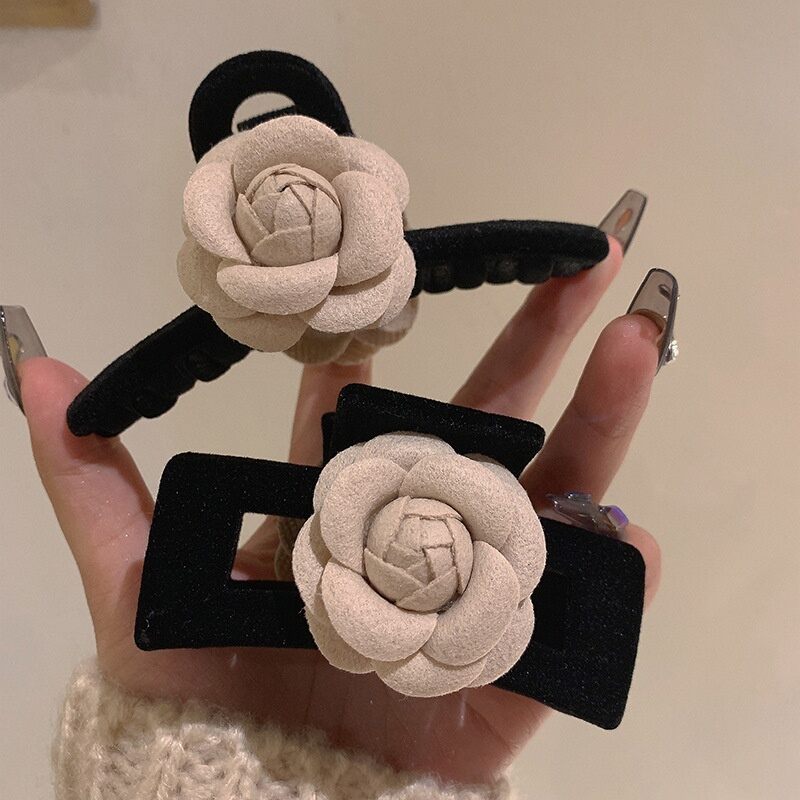 Set 2 Kẹp tóc hoa trà 🌸 Kẹp tóc Hàn Quốc Lụa - Kẹp càng cua hoa lụa thanh lịch