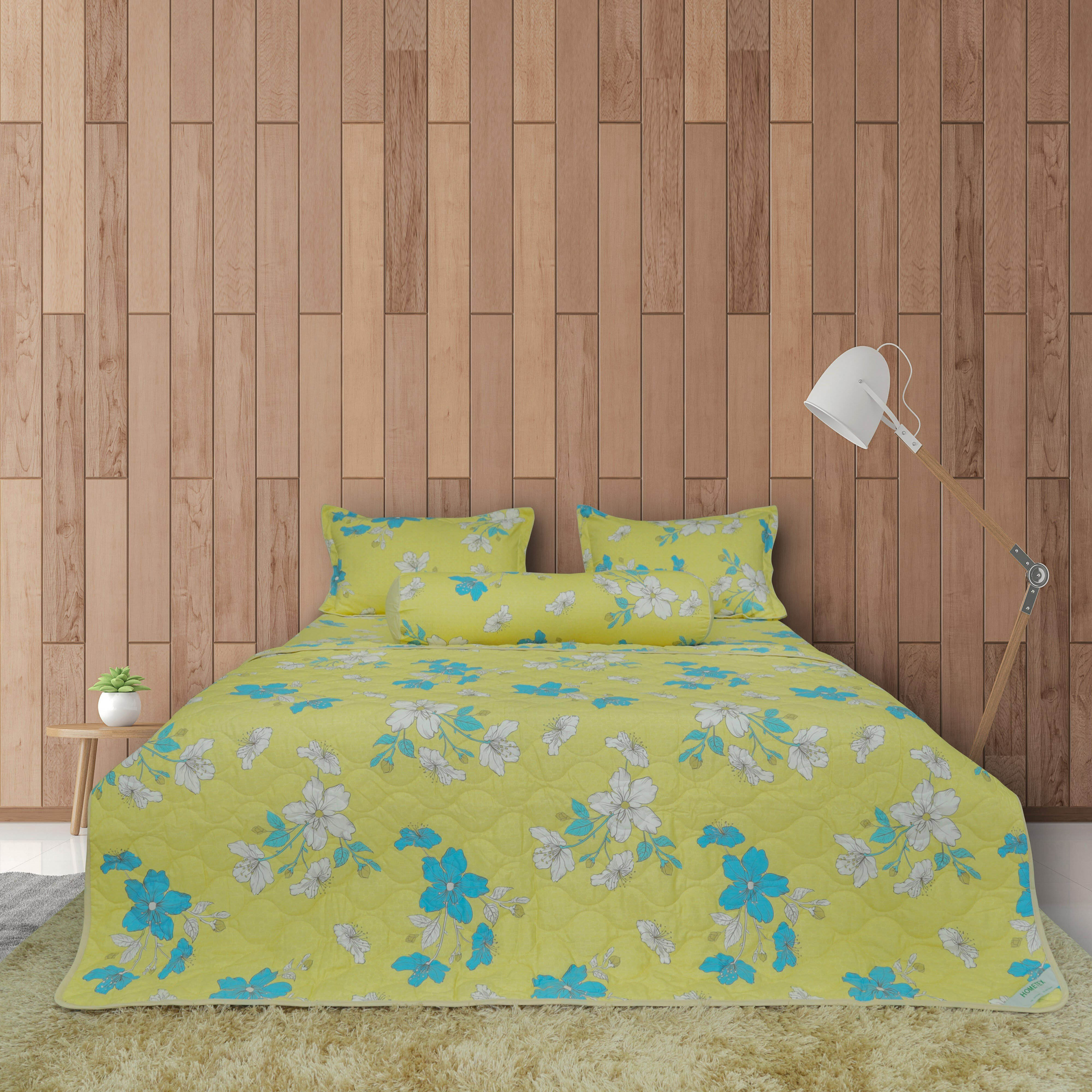 Bộ chăn ga gối cotton hometex - chăn drap gối vải cotton hoa hometex - cty may thiên hà