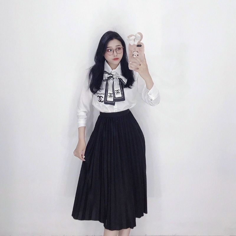 Chân váy dập ly dáng dài  cv41 By Nuti Shein