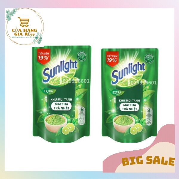 Nước rửa chén Sunlight Sunlight khử mùi tanh trà xanh và chanh 750g