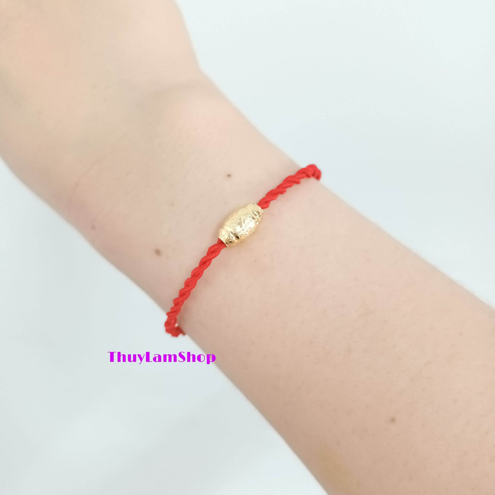 Vòng tay chỉ may mắn mix charm gạo may mắn