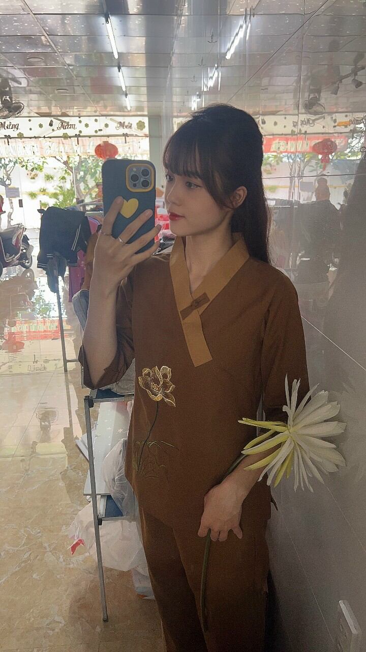 Đồ lam đi chùa, đồ phật tử vải kate 1 nút
