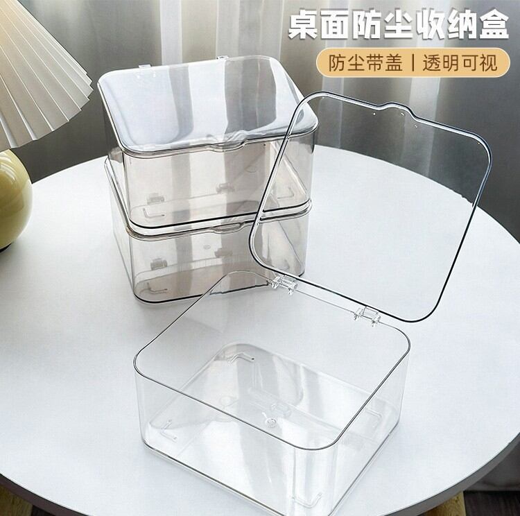 Hộp Đựng Đồ Để Bàn Bằng Acrylic Trong Suốt Chống Bụi Có Nắp Đậy Dùng Cho Phòng Ngủ Ký Túc Xá Văn Phòng