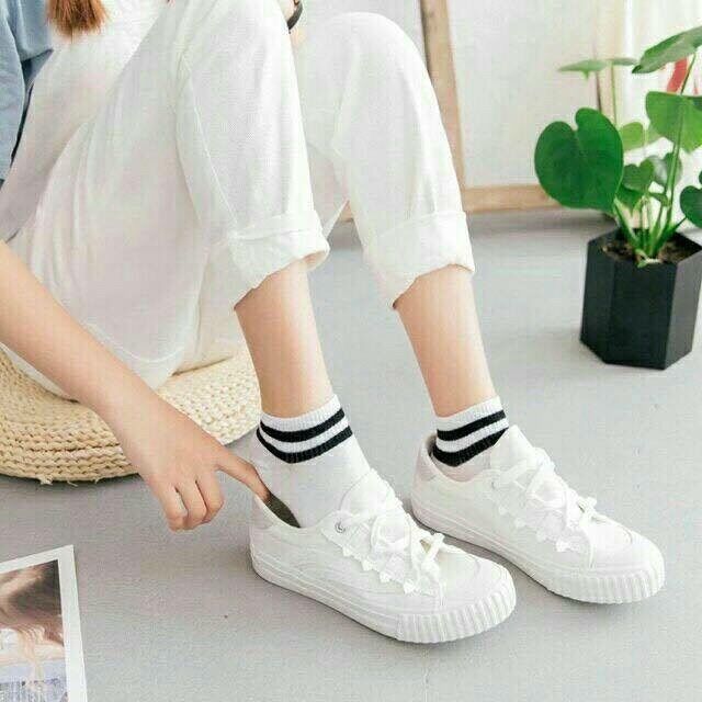 Tất Nữ Kẻ Sọc Cổ Ngắn VNXK