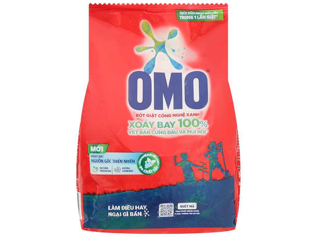 Bột giặt OMO công nghệ giặt xanh giúp xoáy bay vết bẩn loại bỏ mùi hôi túi 380g