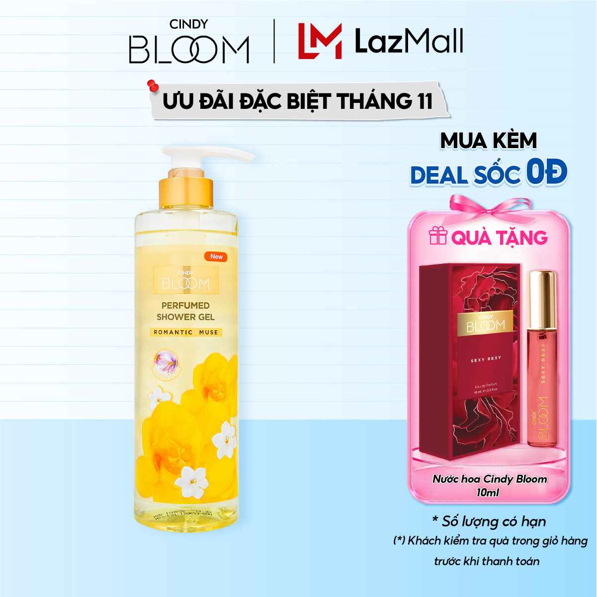 Sữa Tắm Hương Nước Hoa Cindy Bloom Romantic Muse Quyến Rũ Lãng Mạn 640g Chính Hãng