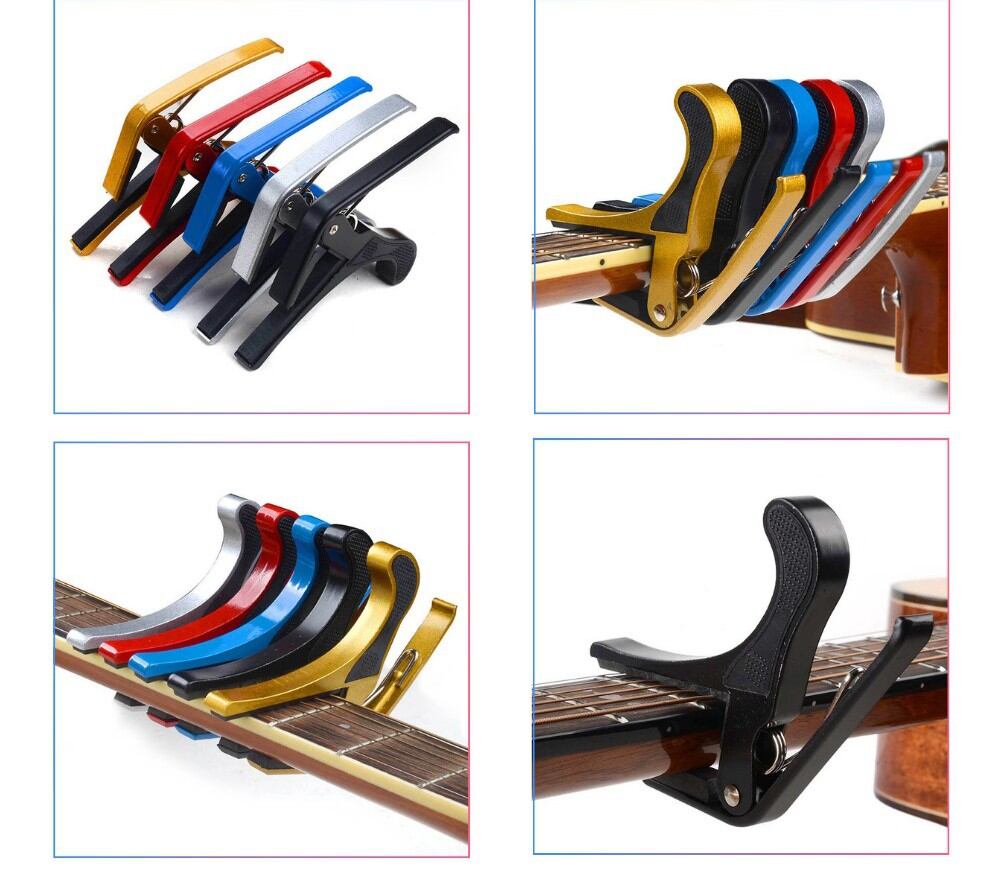 Capo kẹp đàn guitar và ukulele màu vàng