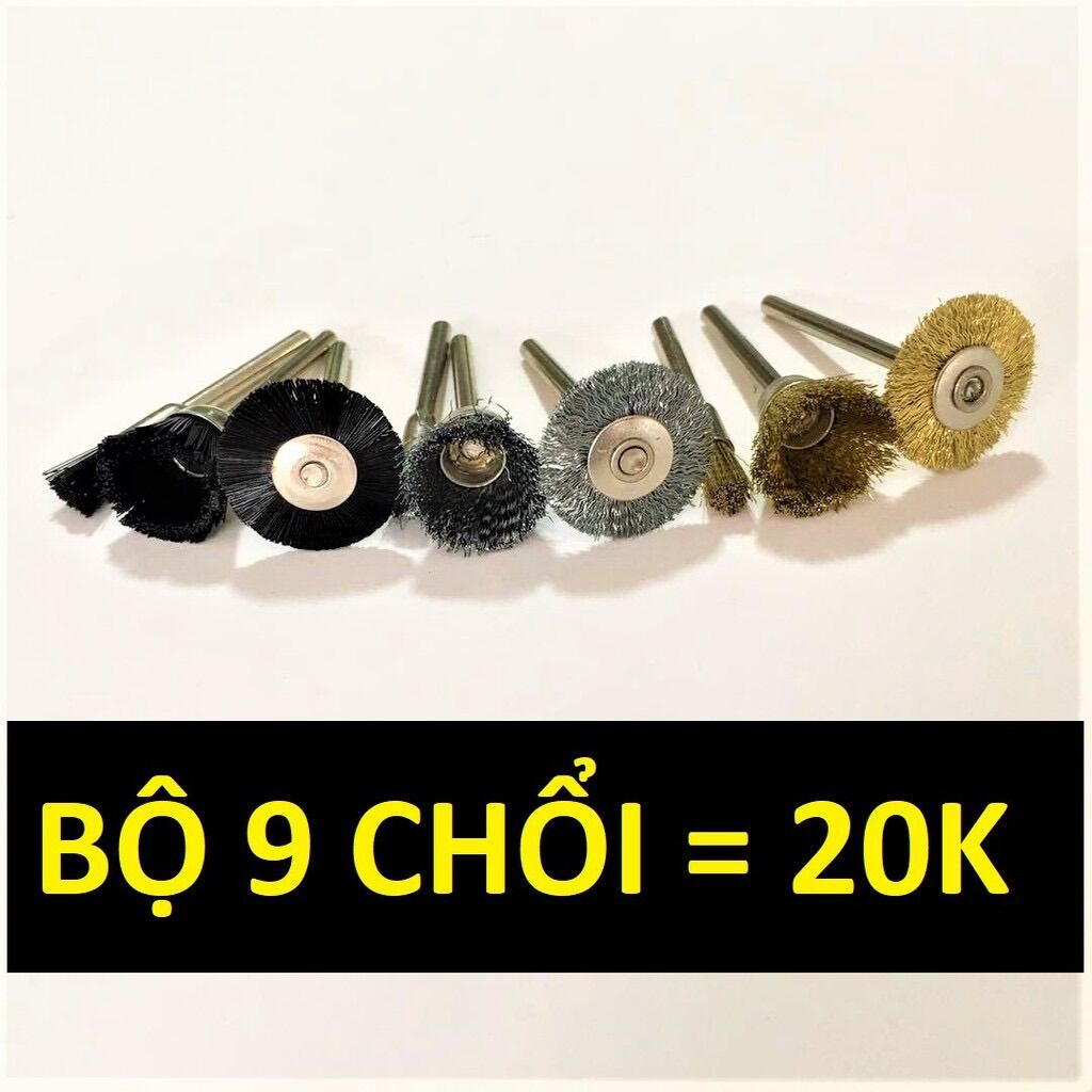 Bộ 9 chổi đánh rỉ sắt lông ngựa 3mm