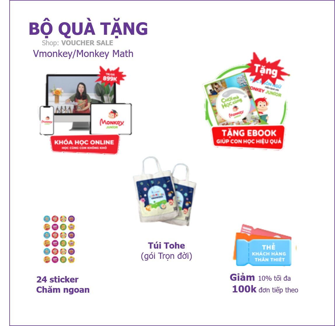 Phần mềm giáo dục thông minh Monkey cho trẻ em từ 0 đến 14 tuổi -  (Monkey Junior, Monkey Stories, Monkey Math, Vmonkey) - bảo hành chĩnh hãng