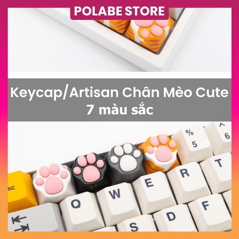 Nút bấm artisan cute cat keycap bàn phím cơ - polabe store