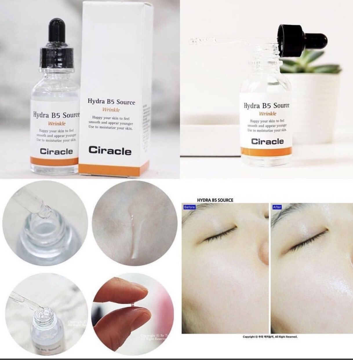 Tính chất dưỡng ẩm, phục hồi Ciracle hydra B5 source wrinkle.