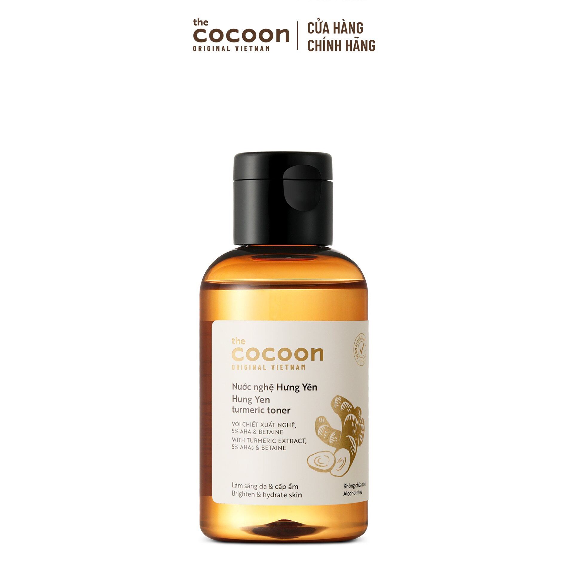 Nước nghệ Hưng Yên (Toner) 5% AHA làm sáng da & cấp ẩm Cocoon 140ml