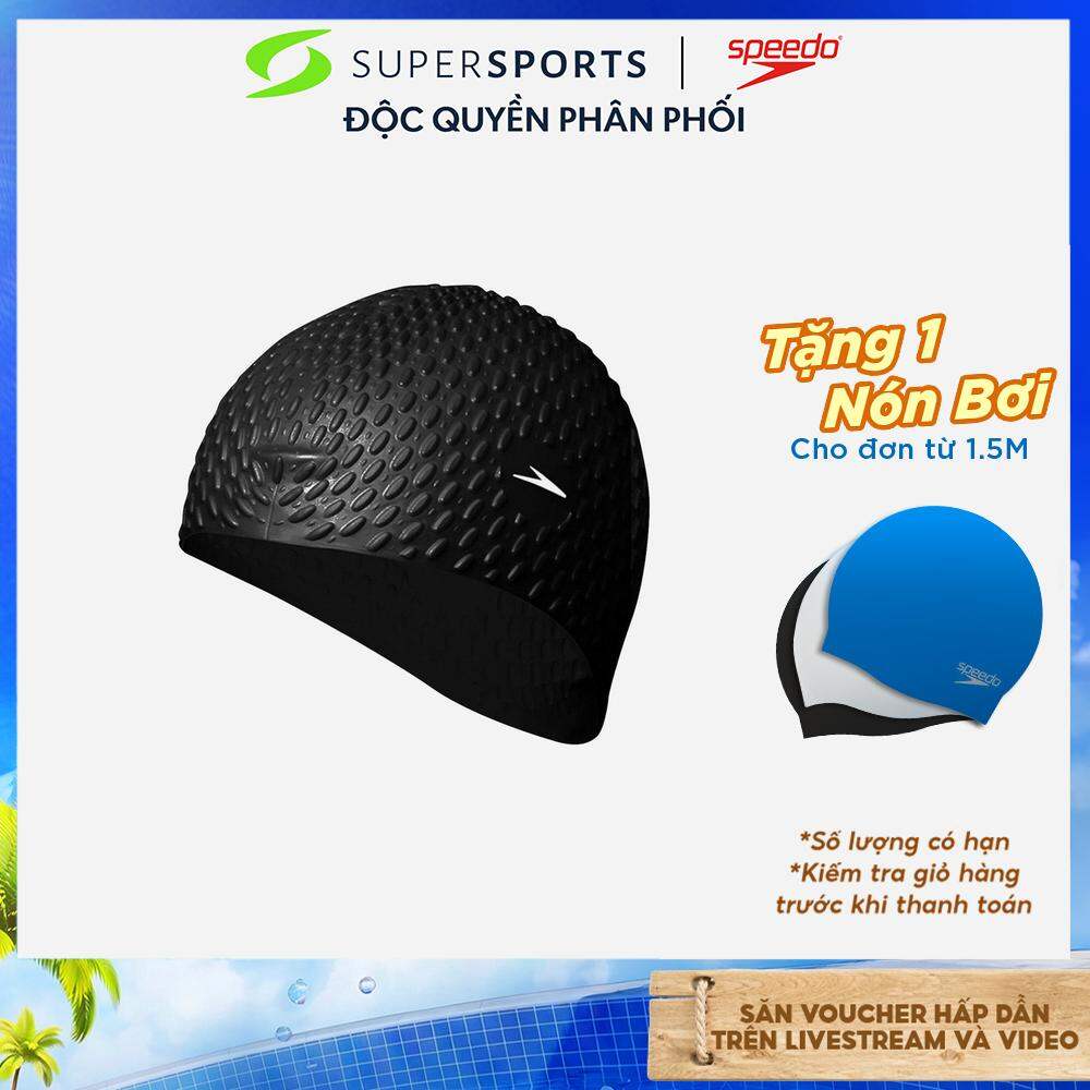 Speedo nón bơi unisex bubble cap xu black 8-709290001
