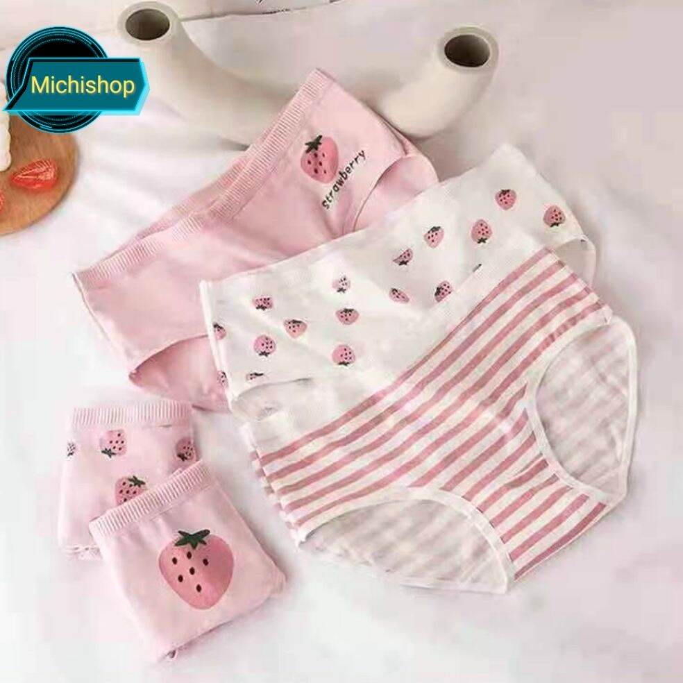 Bộ 10,5 quần lót cotton cute, quần lót kháng khuẩn dâu