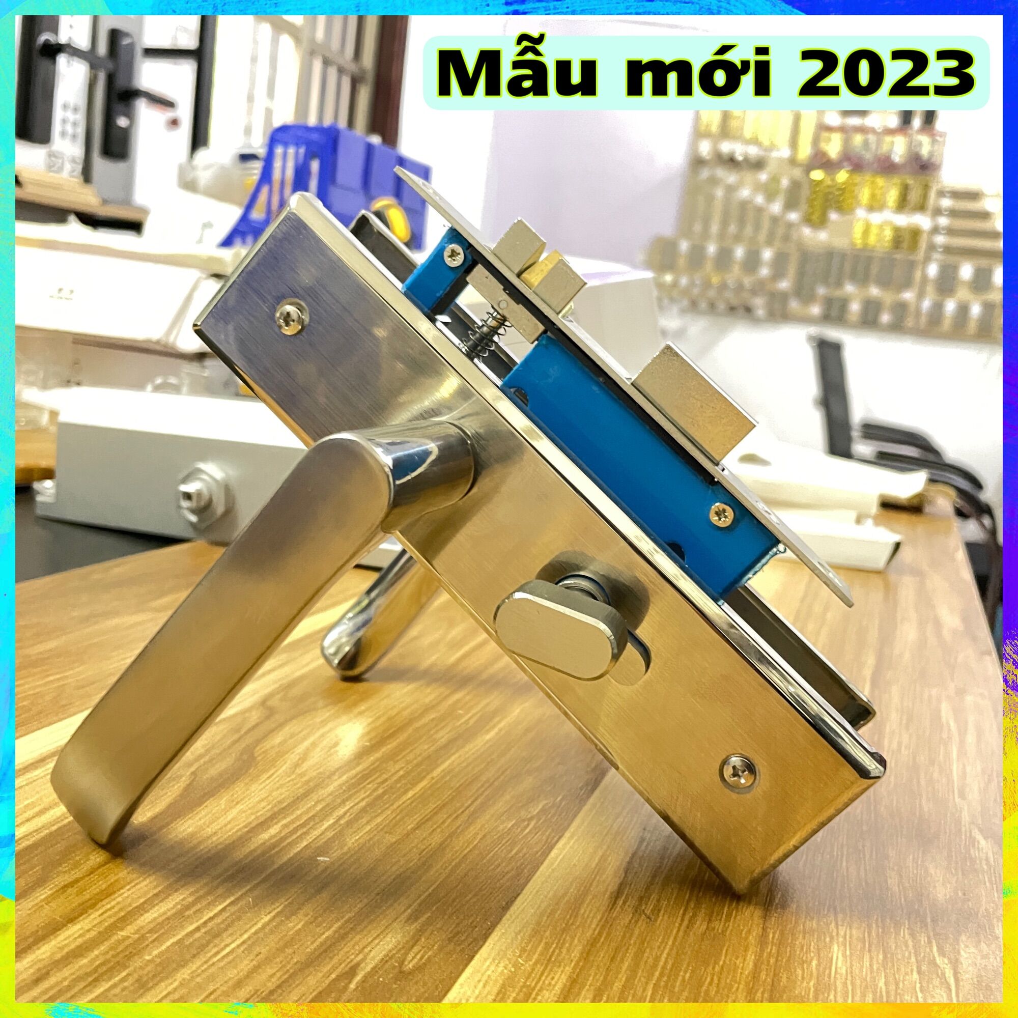 Khoá inox tay gạt dành cho mọi cửa phòng trọ, phòng ngủ phòng tắm cửa gỗ hoặc nhựa vân gỗ 801-03